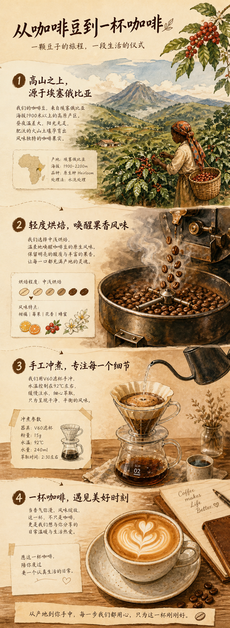 GPT Image 2 generated coffee brand story long-image