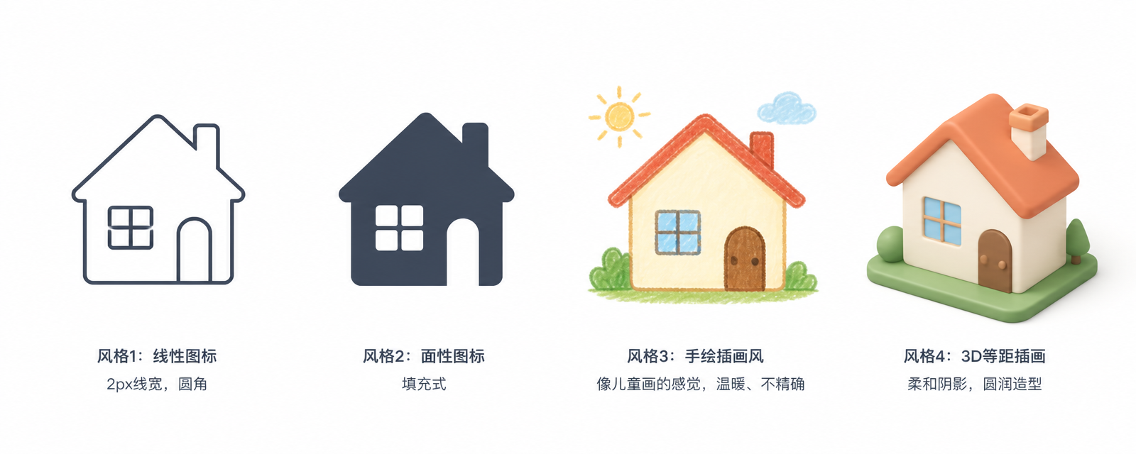 GPT Image 2 generated home icon in 4 styles