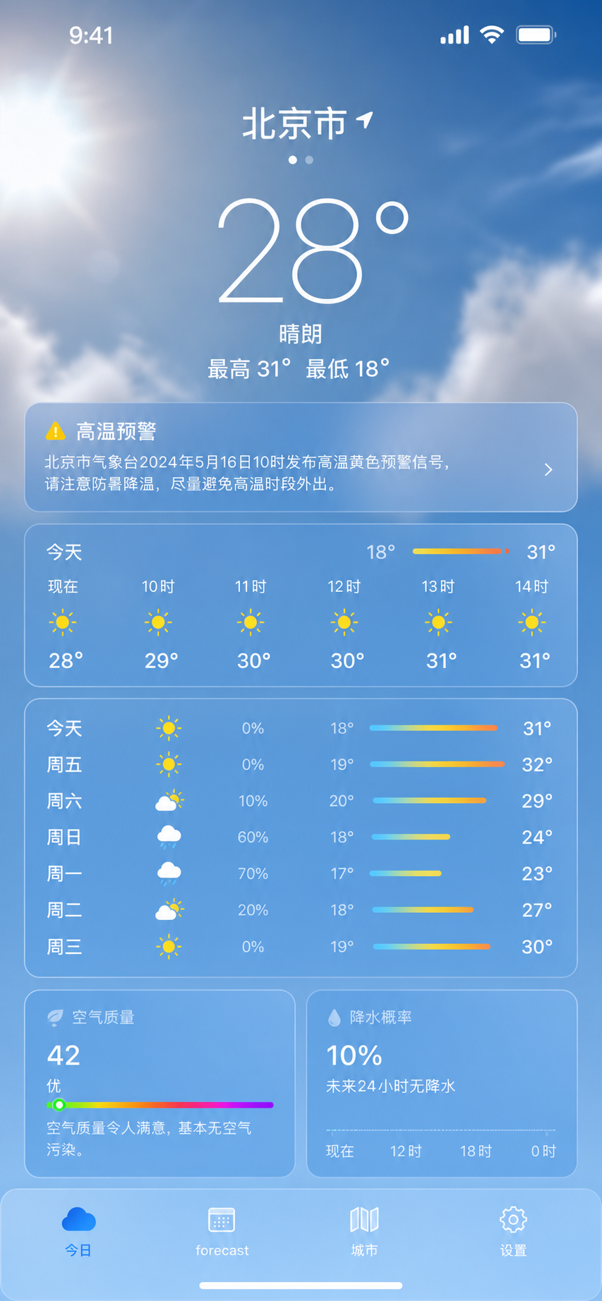 GPT Image 2 generated iOS style weather app